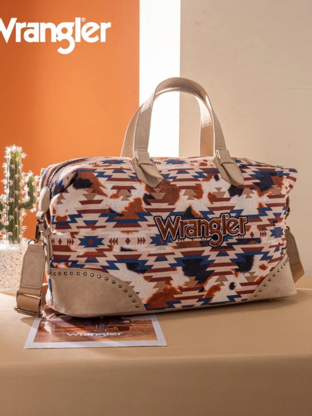 Wrangler Aztec Print Duffle/Crossbody - Khaki